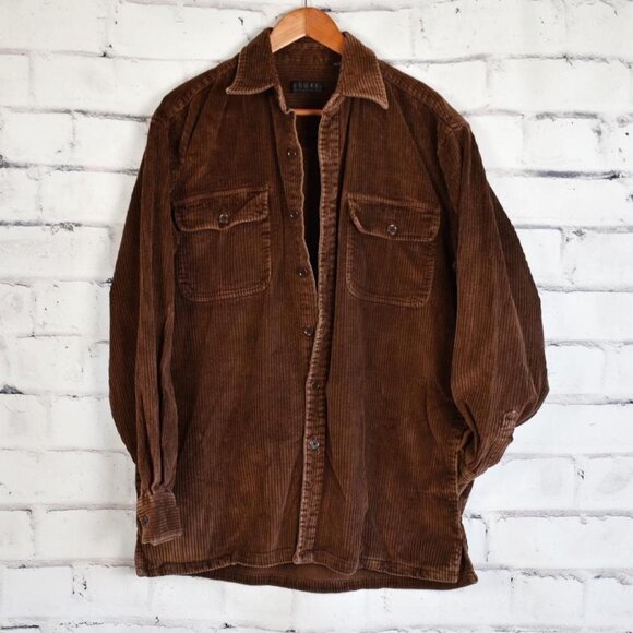 Vintage 90s Grunge Wide Wale Corduroy Shacket / Jacket / Button up Shirt Pockets - Picture 5 of 8